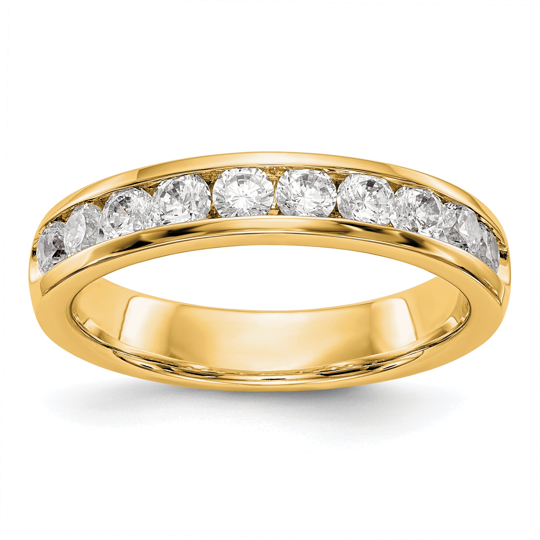 14Ky Gold 10-Stone Diamond Channel Band