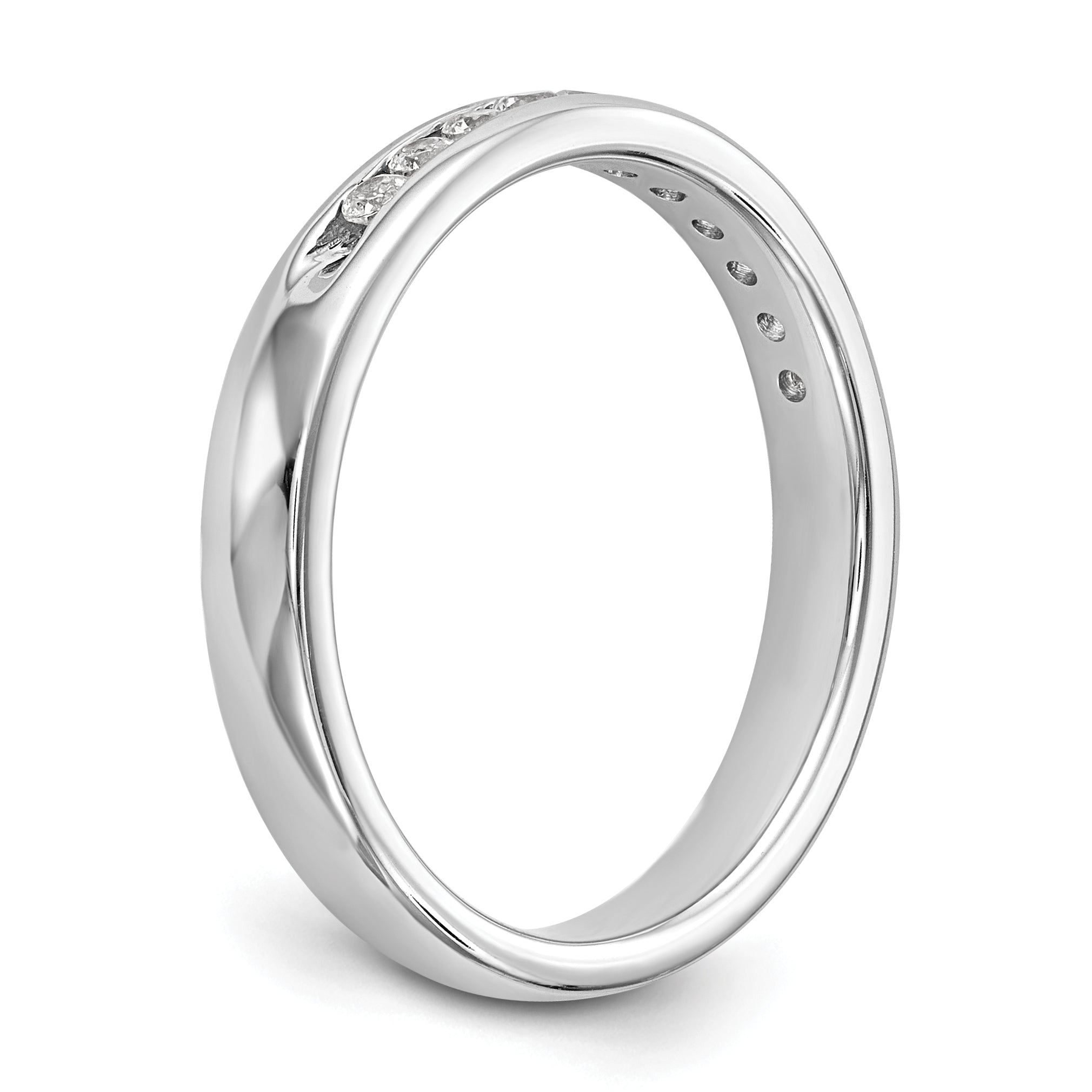 14K White Gold 11-Stone 1/5 carat Round Diamond Complete Channel Band