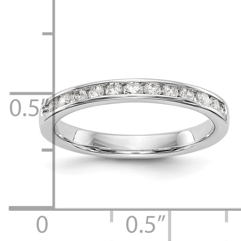 14K White Gold 11-Stone 1/3 carat Round Diamond Complete Channel Band