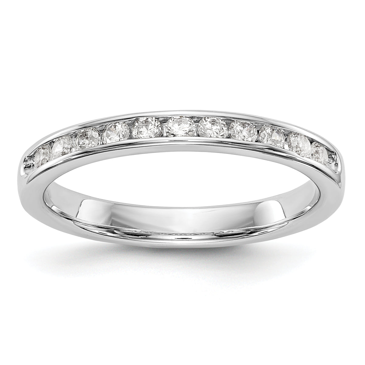 14K White Gold 11-Stone 1/3 carat Round Diamond Complete Channel Band