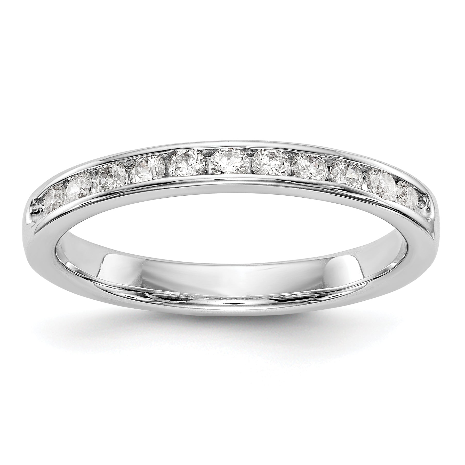 14K White Gold 11-Stone 1/3 carat Round Diamond Complete Channel Band