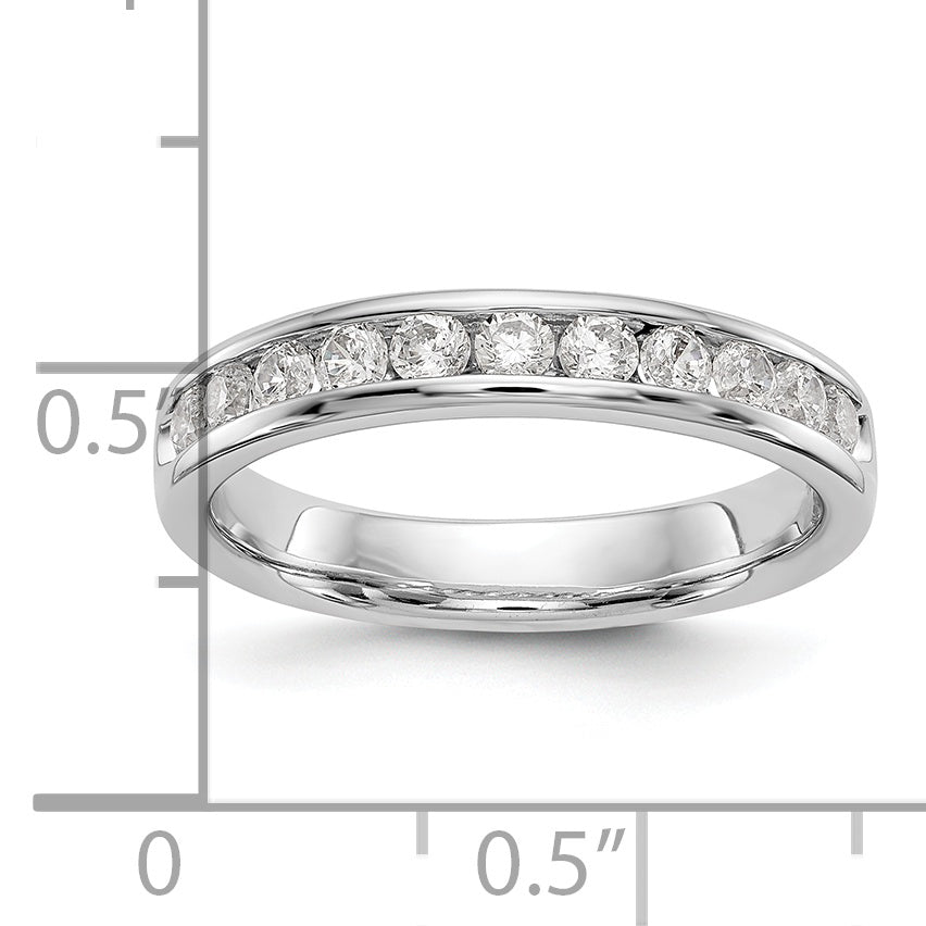 14K White Gold 11-Stone 1/2 carat Round Diamond Complete Channel Band