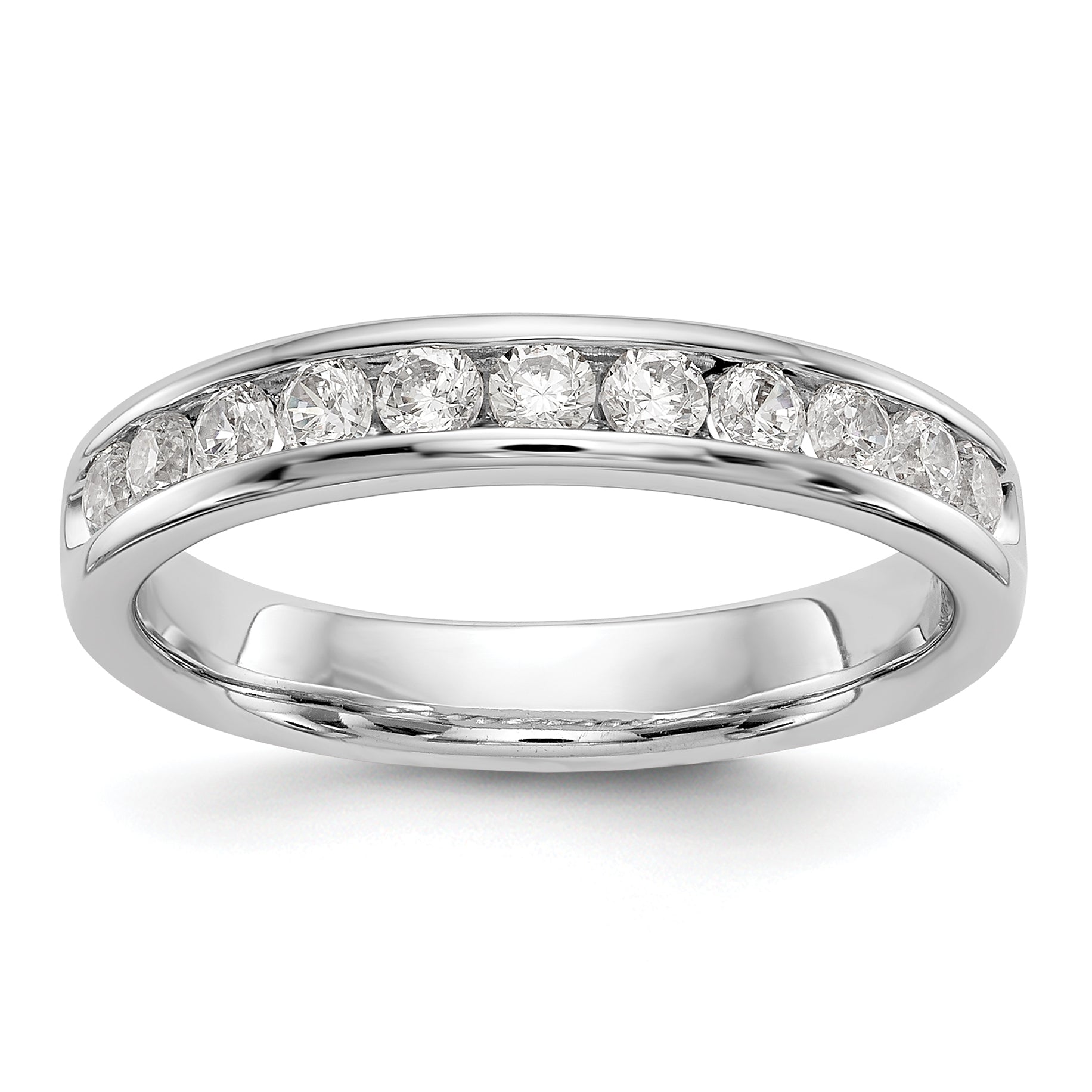 14K White Gold 11-Stone 1/2 carat Round Diamond Complete Channel Band