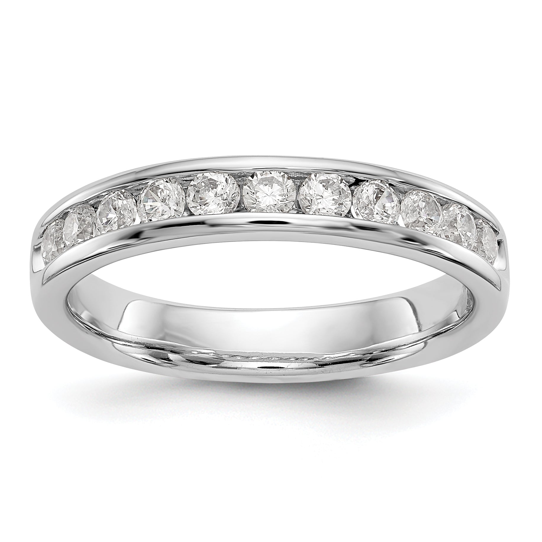 14K White Gold 11-Stone 1/2 carat Round Diamond Complete Channel Band Main image