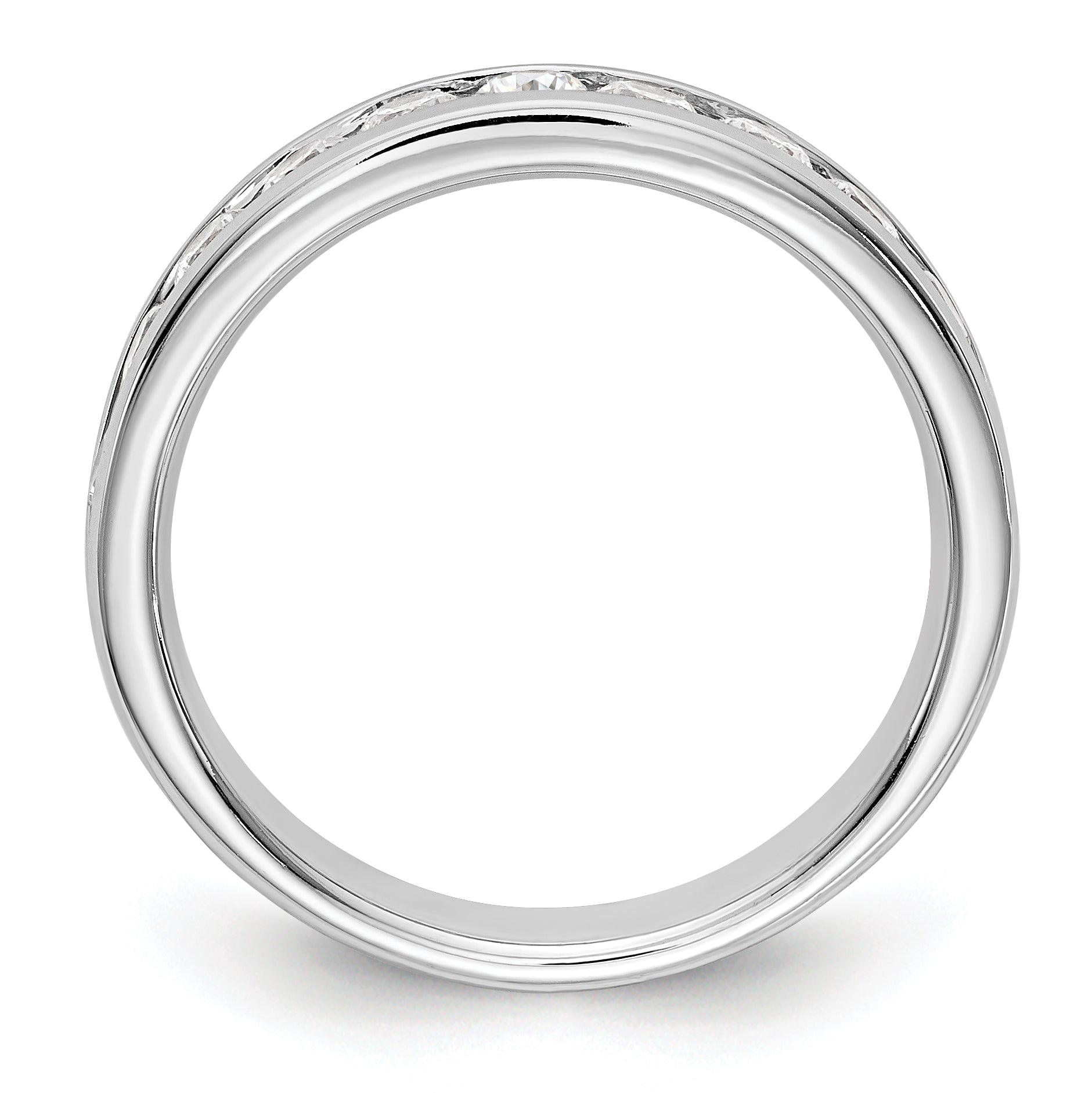 14K White Gold 11-Stone 3/4 carat Round Diamond Complete Channel Band - 6