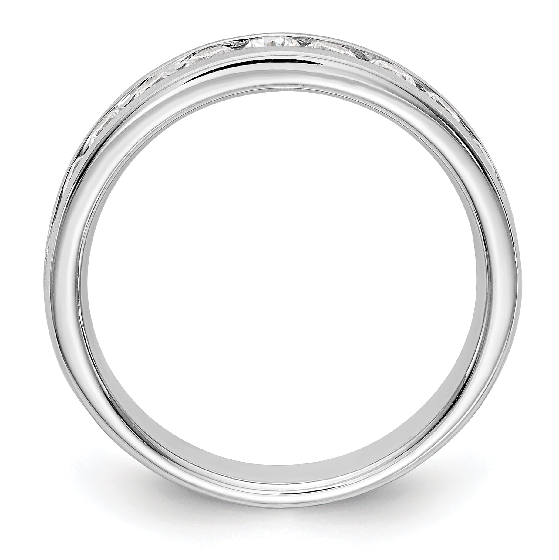 14K White Gold 11-Stone 3/4 carat Round Diamond Complete Channel Band