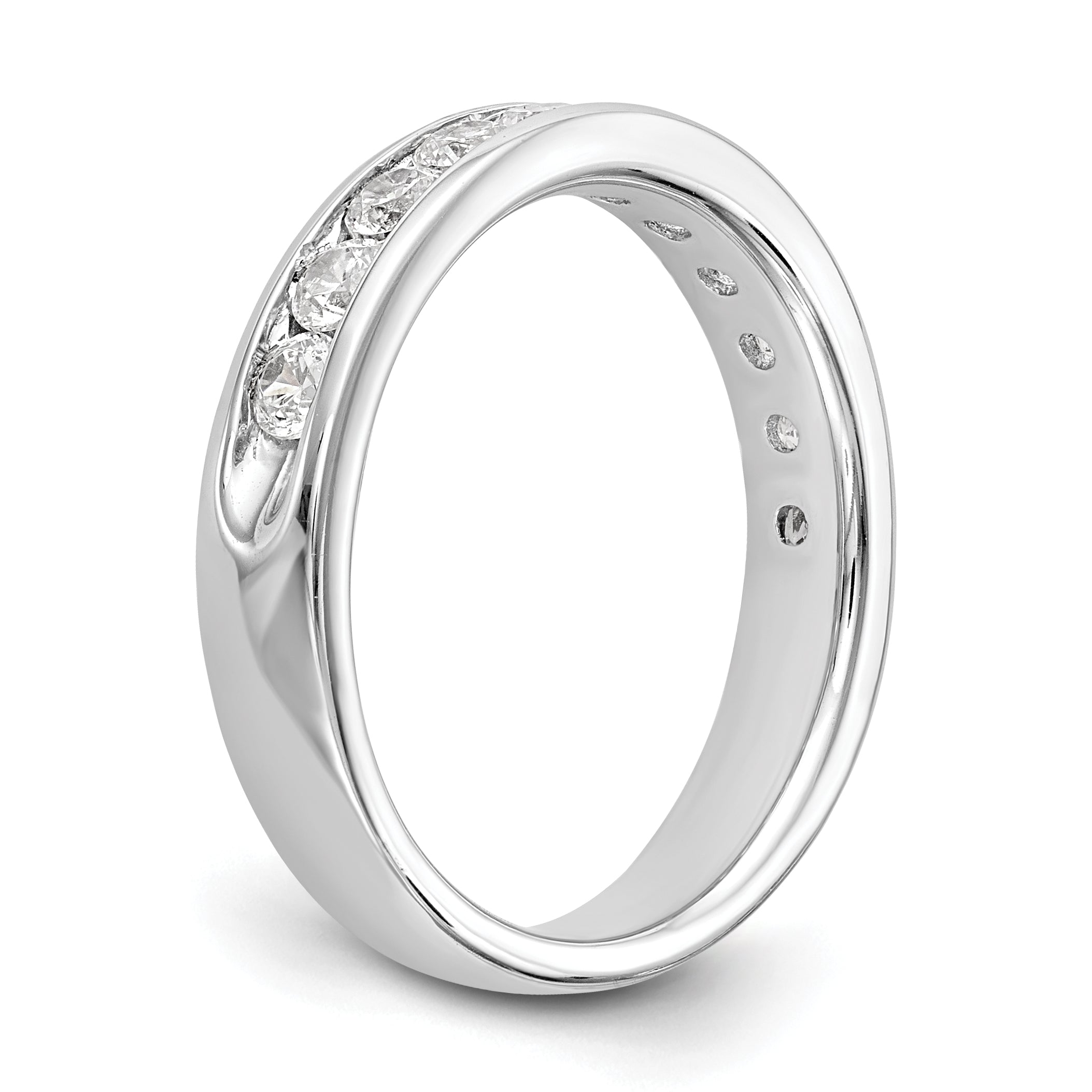 14K White Gold 11-Stone 3/4 carat Round Diamond Complete Channel Band