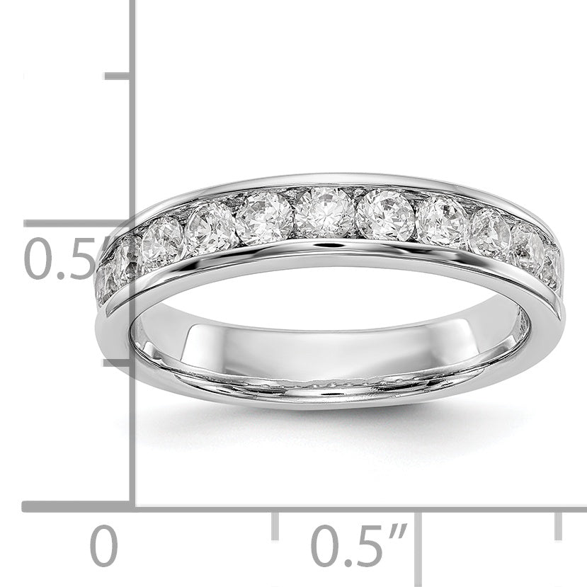 14K White Gold 11-Stone 3/4 carat Round Diamond Complete Channel Band