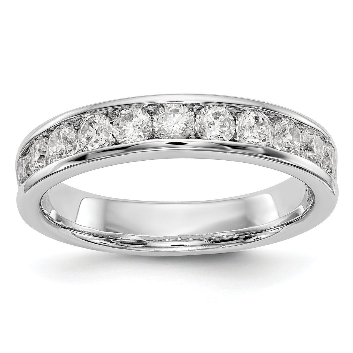 14K White Gold 11-Stone 3/4 carat Round Diamond Complete Channel Band - 6