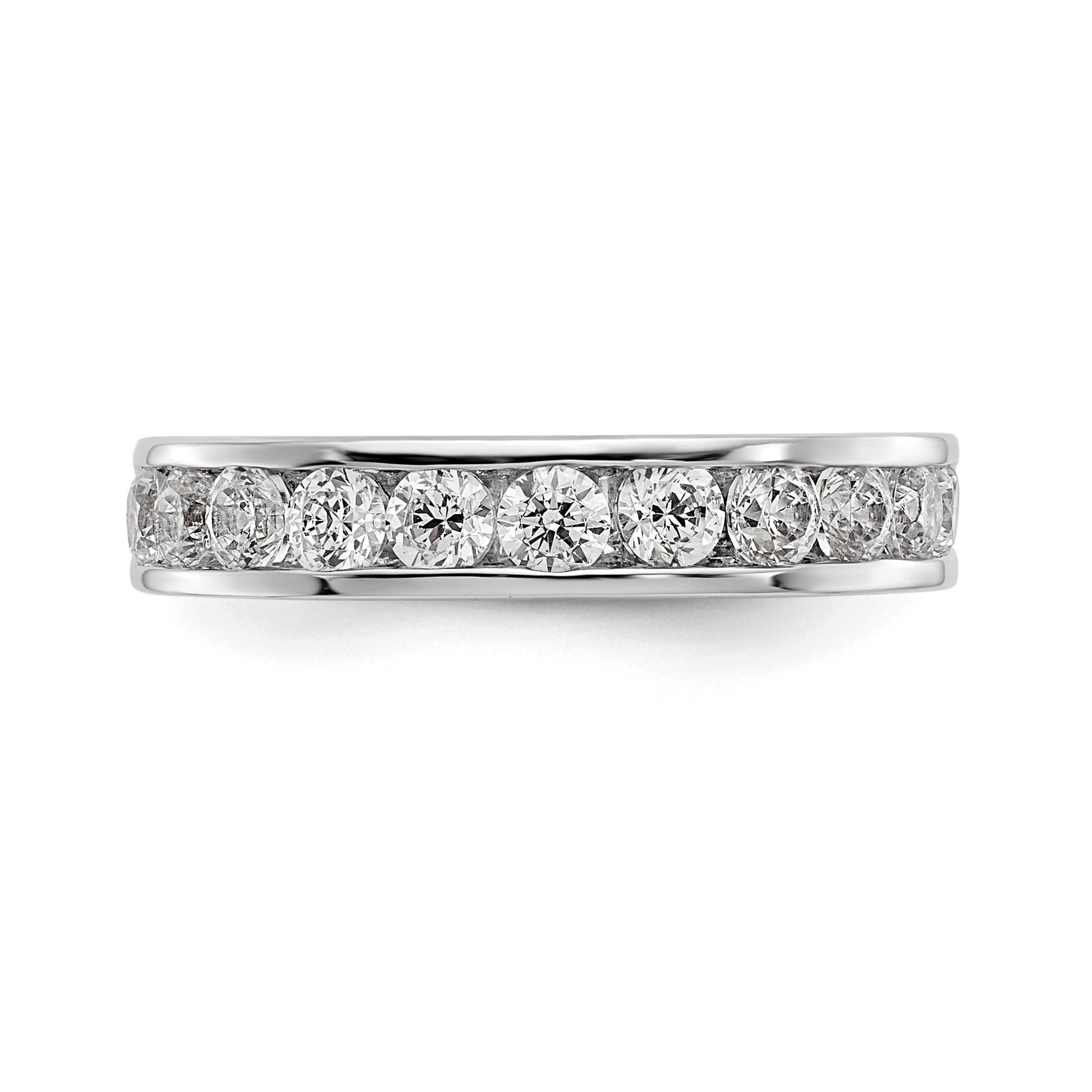 14K White Gold 11-Stone 1 carat Round Diamond Complete Channel Band