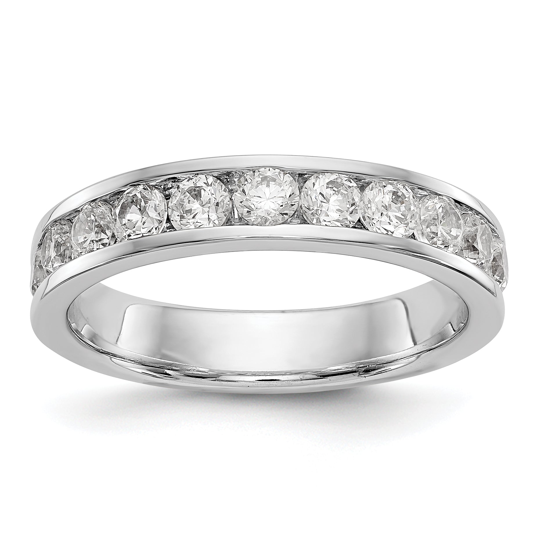 14K White Gold 11-Stone 1 carat Round Diamond Complete Channel Band Main image