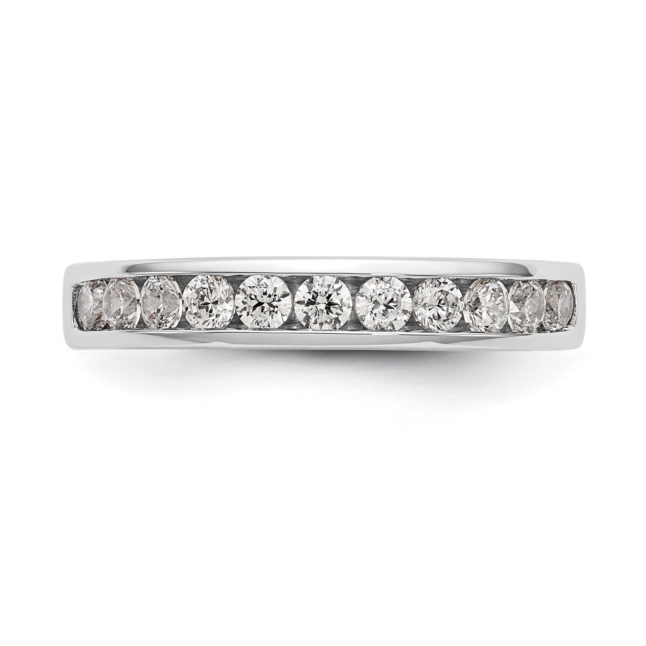 14K White Gold 11-Stone 1/2 carat Round Diamond Complete Channel Band