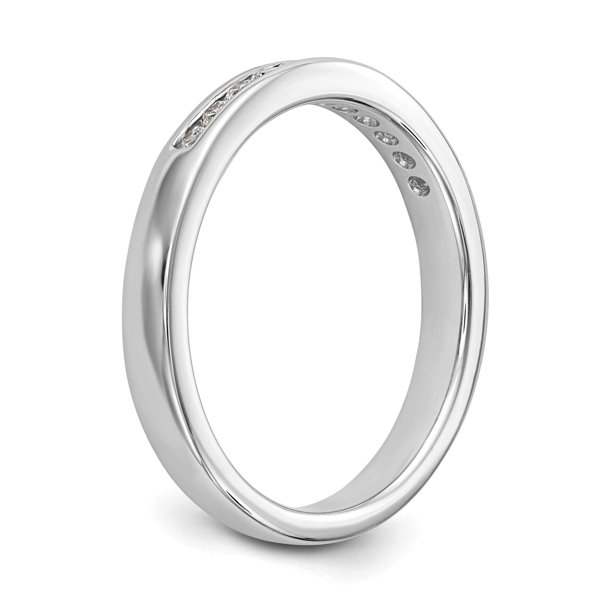 14K White Gold 11-Stone 1/5 carat Round Diamond Complete Channel Band