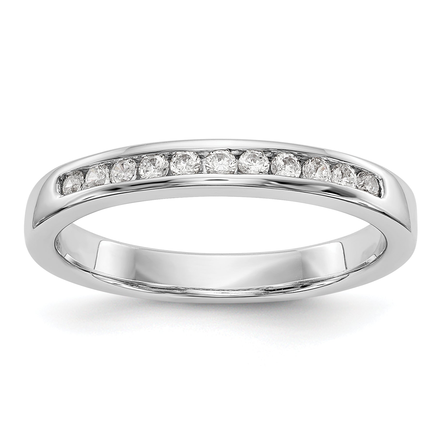 14K White Gold 11-Stone 1/5 carat Round Diamond Complete Channel Band Main image