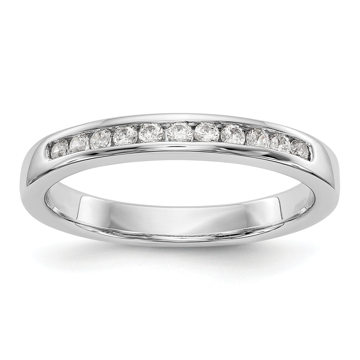 14K White Gold 11-Stone 1/5 carat Round Diamond Complete Channel Band