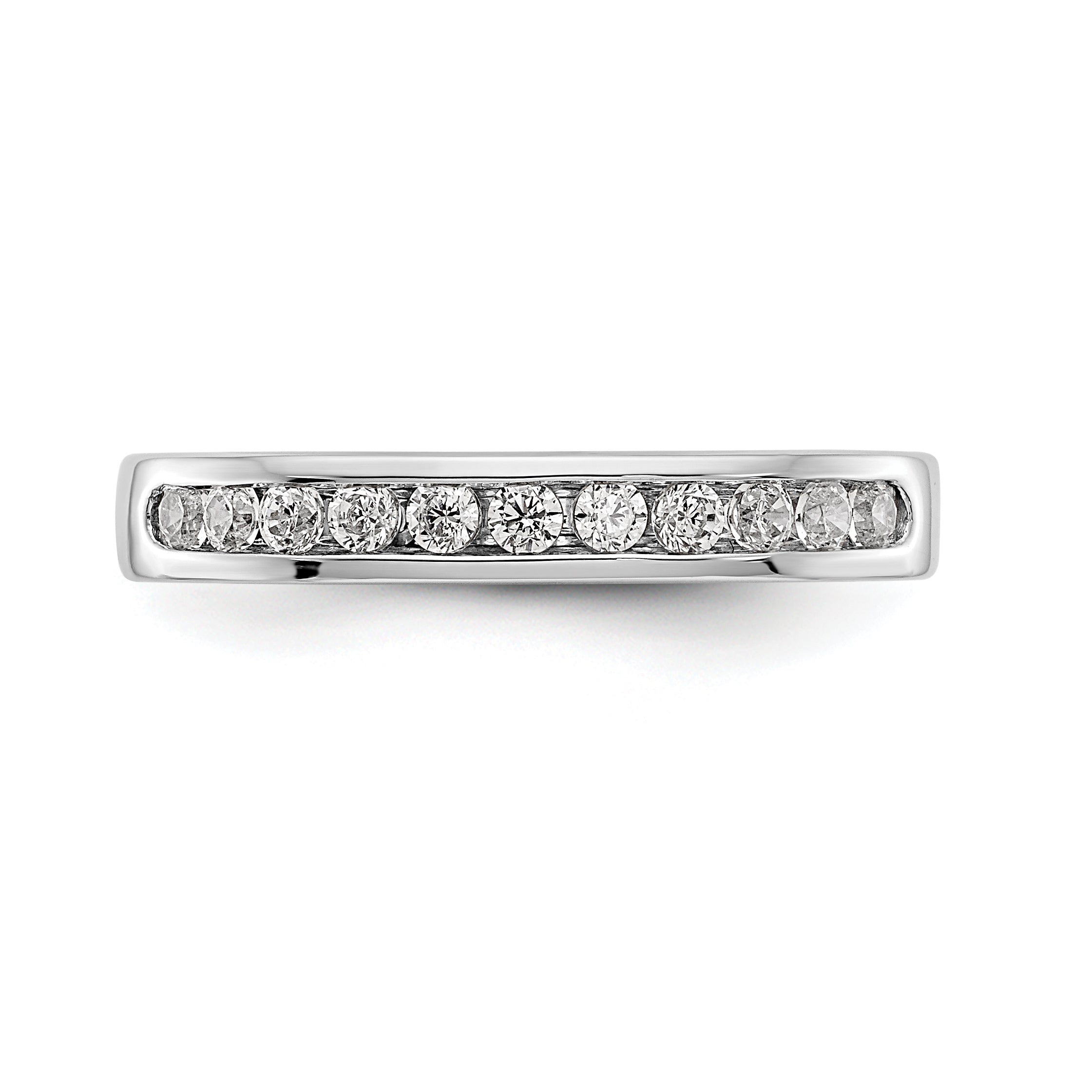 14K White Gold 11-Stone 1/3 carat Round Diamond Complete Channel Band