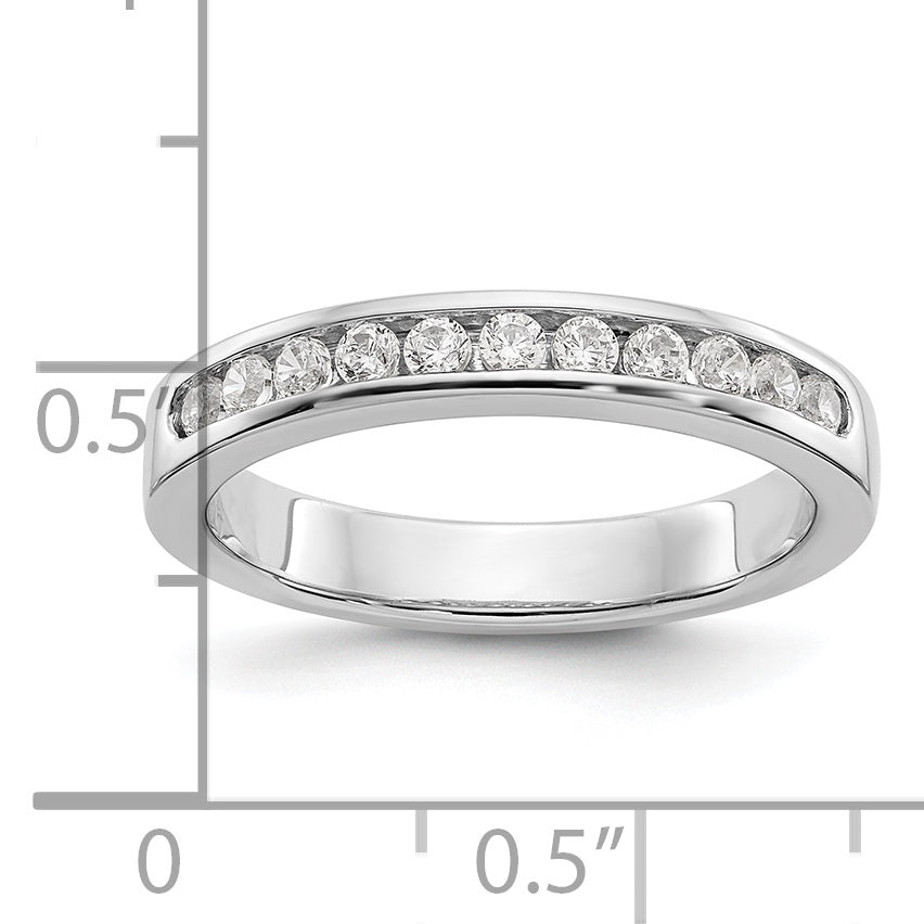 14K White Gold 11-Stone 1/3 carat Round Diamond Complete Channel Band