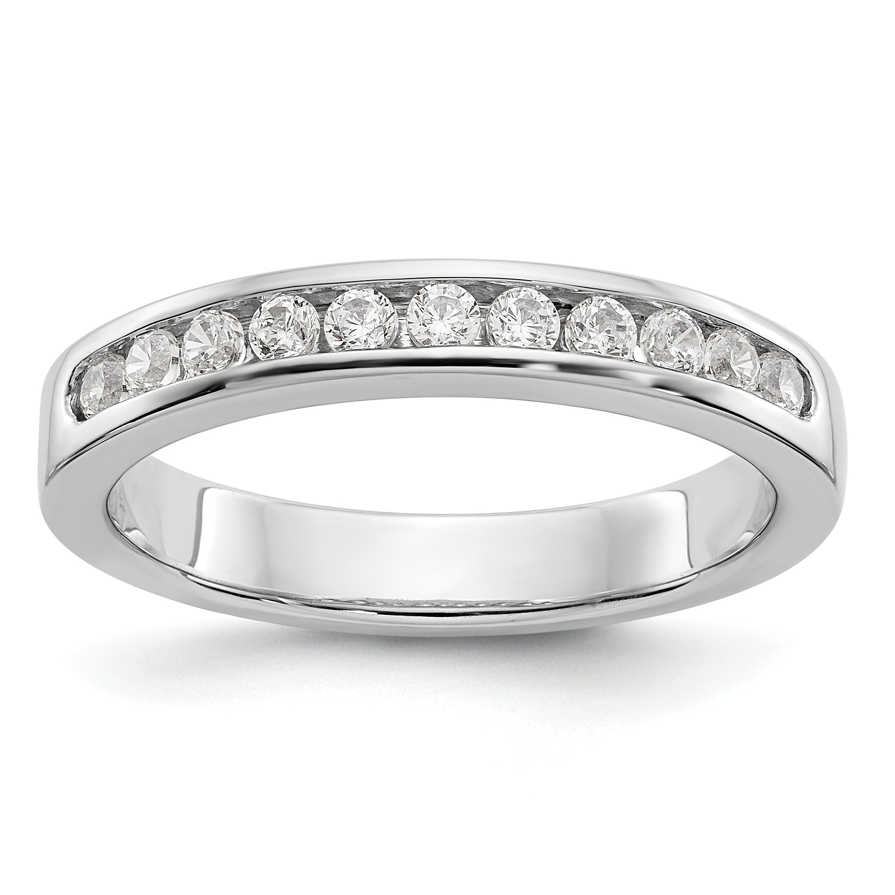14K White Gold 11-Stone 1/3 carat Round Diamond Complete Channel Band Main image