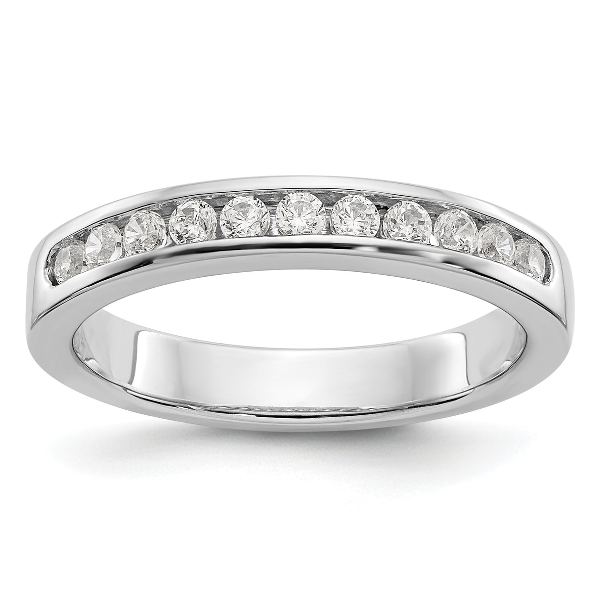 14K White Gold 11-Stone 1/3 carat Round Diamond Complete Channel Band