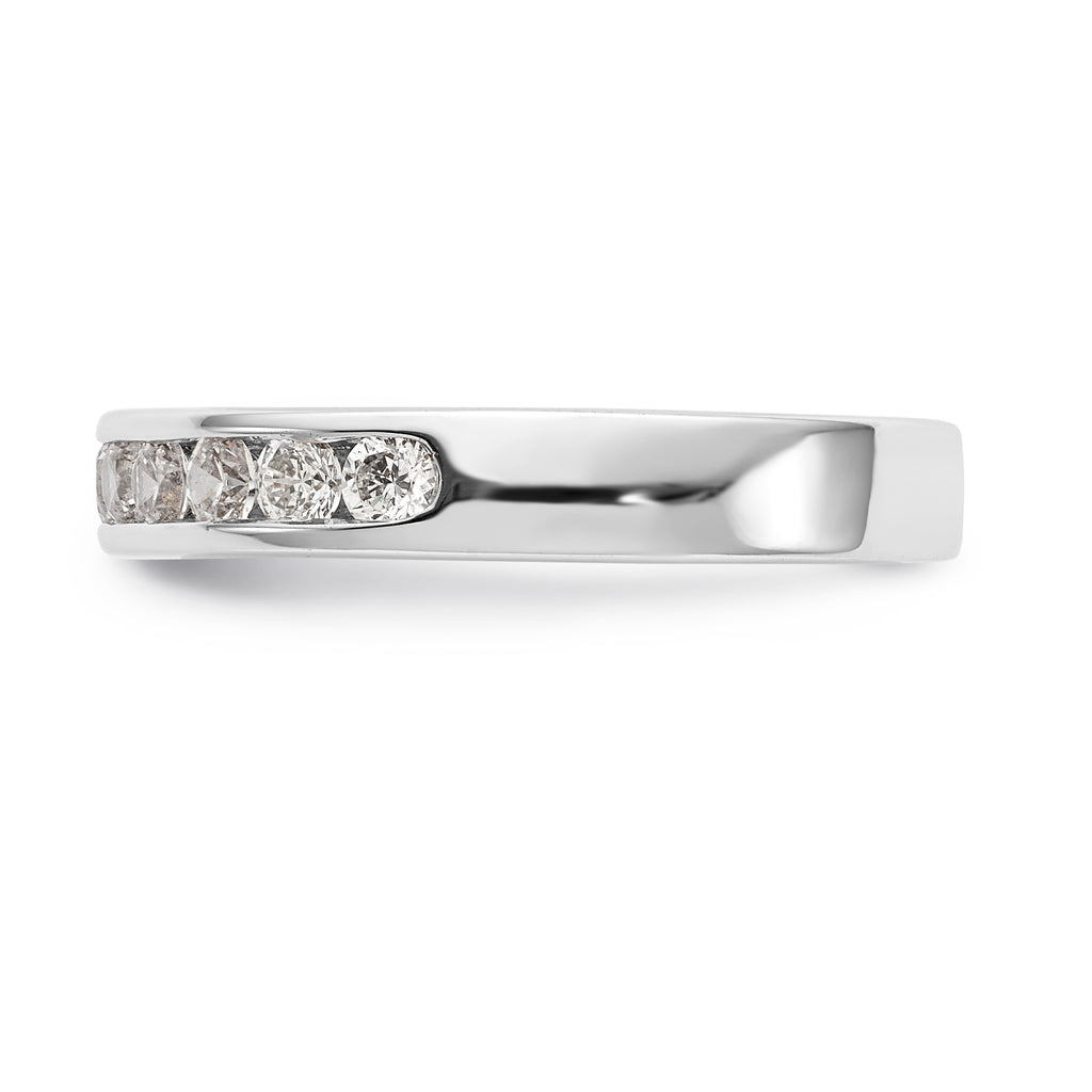 14K White Gold 11-Stone 1/2 carat Round Diamond Complete Channel Band