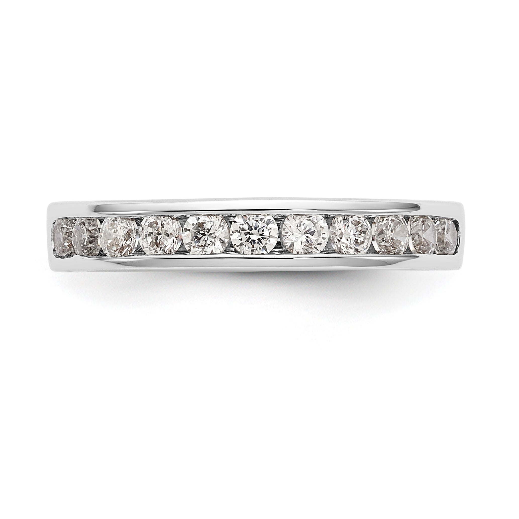 14K White Gold 11-Stone 1/2 carat Round Diamond Complete Channel Band