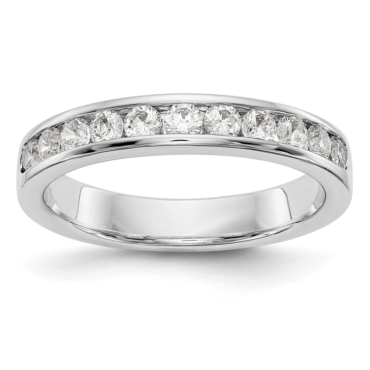 14K White Gold 11-Stone 1/2 carat Round Diamond Complete Channel Band