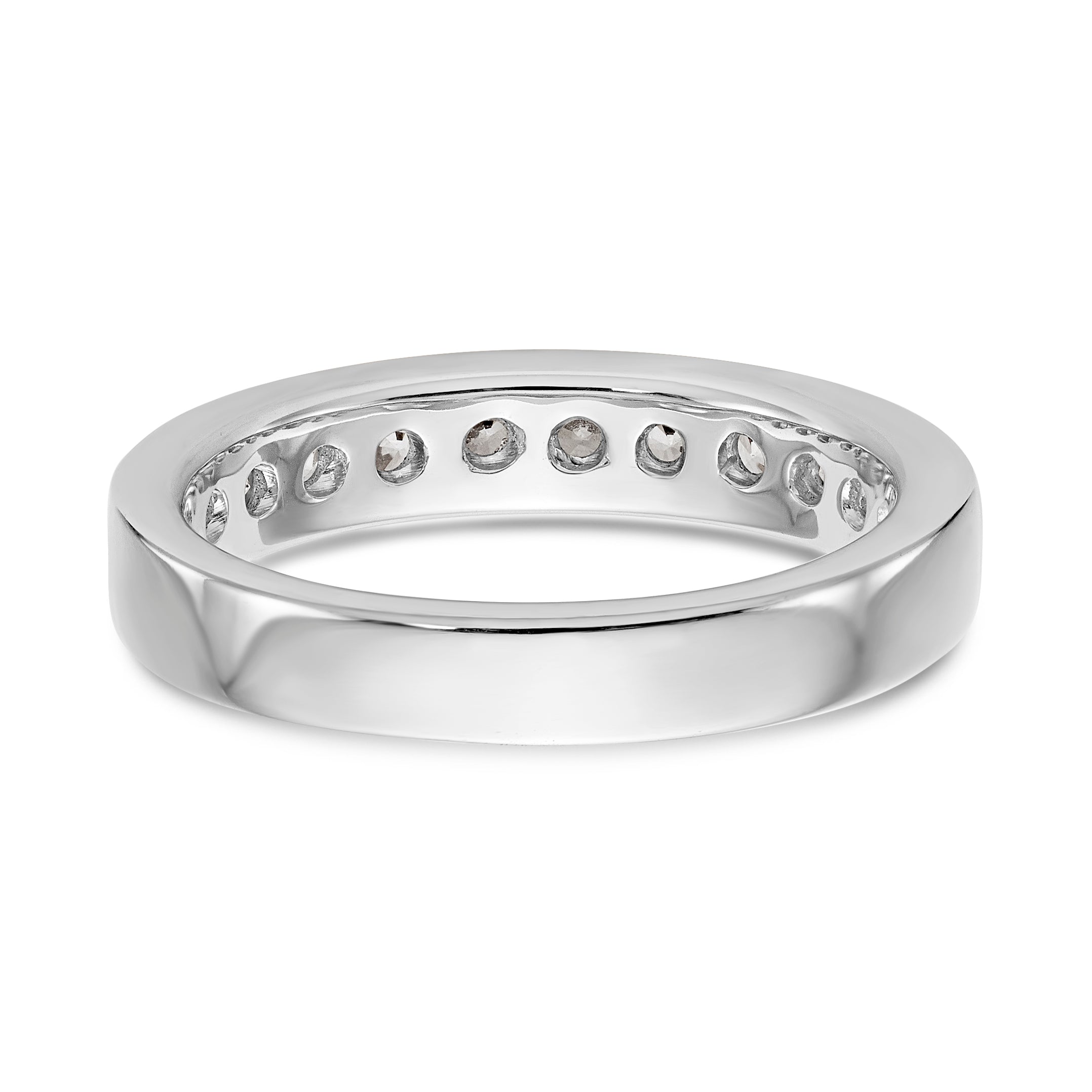 14K White Gold 11-Stone 3/4 carat Round Diamond Complete Channel Band