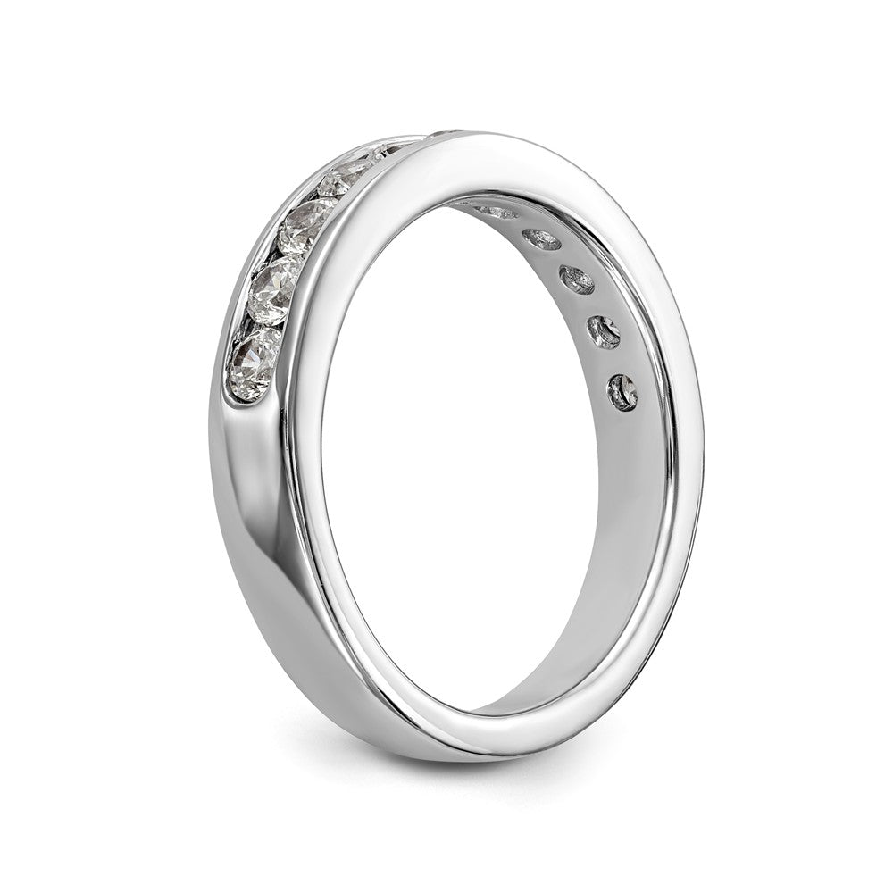 14K White Gold 11-Stone 3/4 carat Round Diamond Complete Channel Band