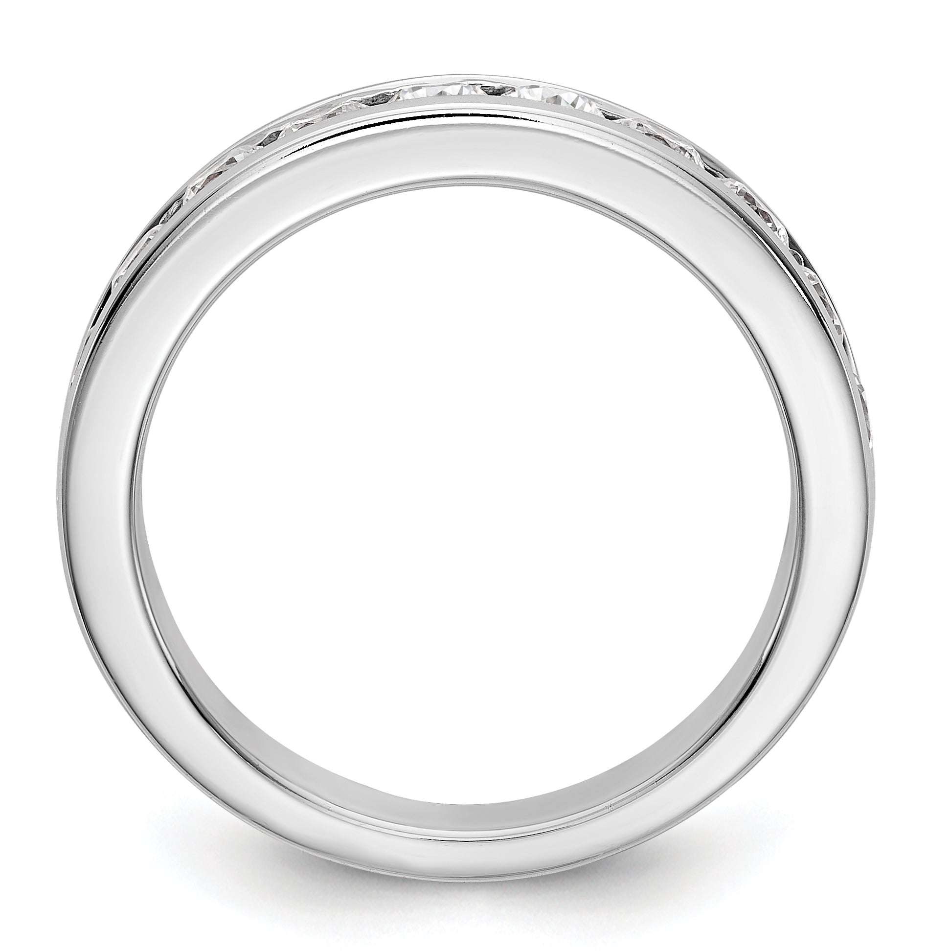 14K White Gold 11-Stone 1 carat Round Diamond Complete Channel Band - 6