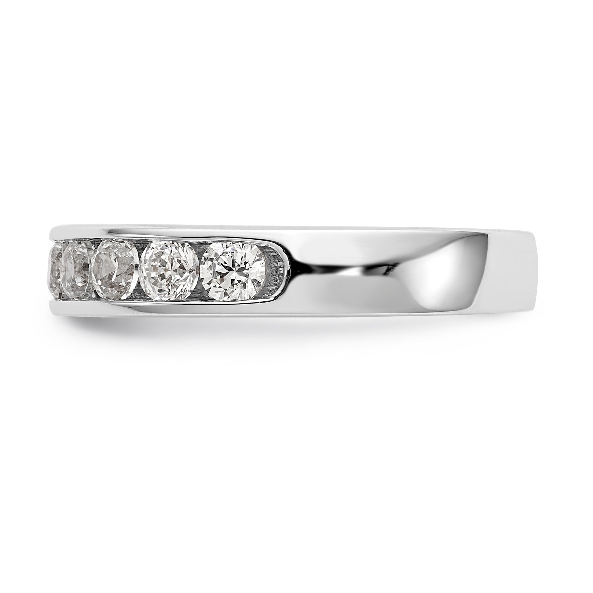 14K White Gold 11-Stone 1 carat Round Diamond Complete Channel Band - 6