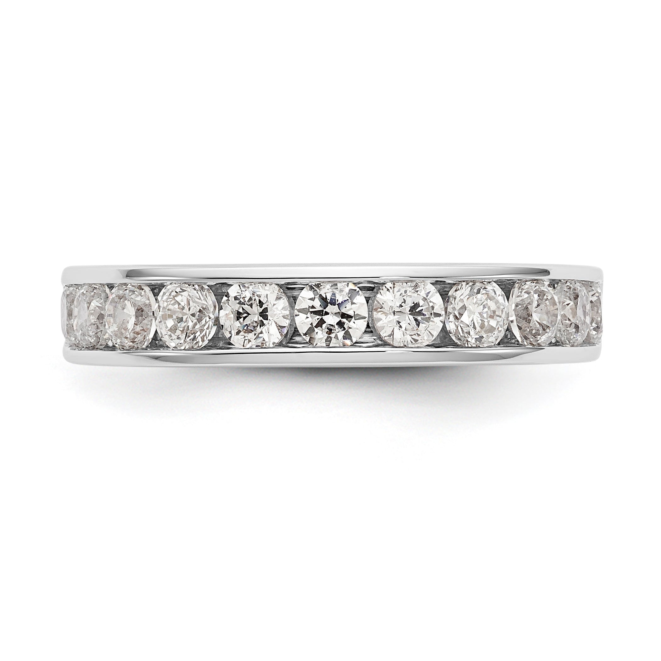 14K White Gold 11-Stone 1 carat Round Diamond Complete Channel Band - 6