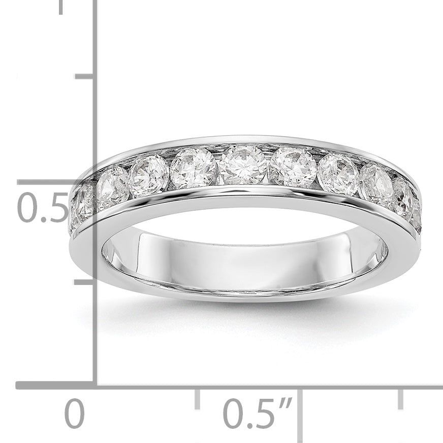 14K White Gold 11-Stone 1 carat Round Diamond Complete Channel Band