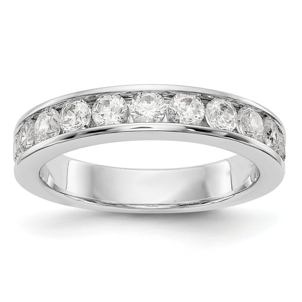 14K White Gold 11-Stone 1 carat Round Diamond Complete Channel Band - 6