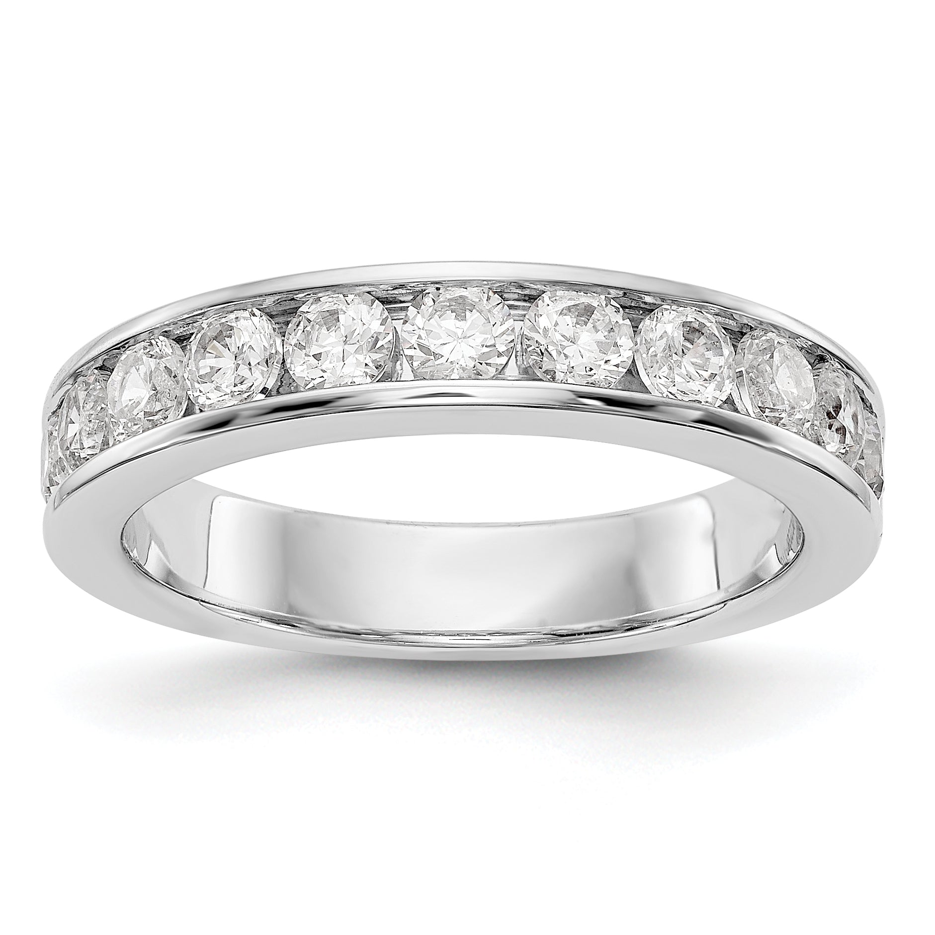 14K White Gold 11-Stone 1 carat Round Diamond Complete Channel Band Main image