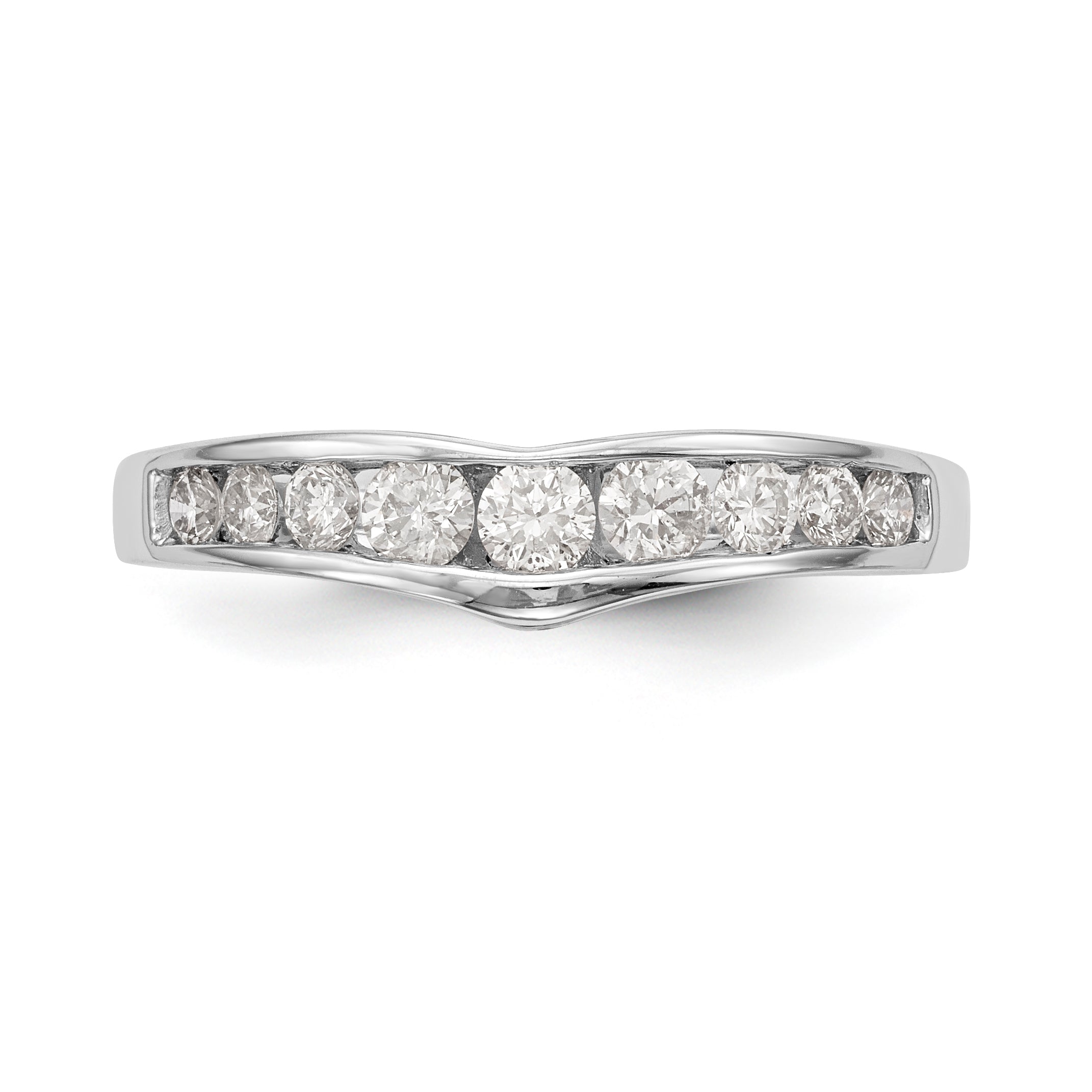 14K White Gold Channel-set 1/2 carat Diamond Contoured Complete Wedding Band - 7