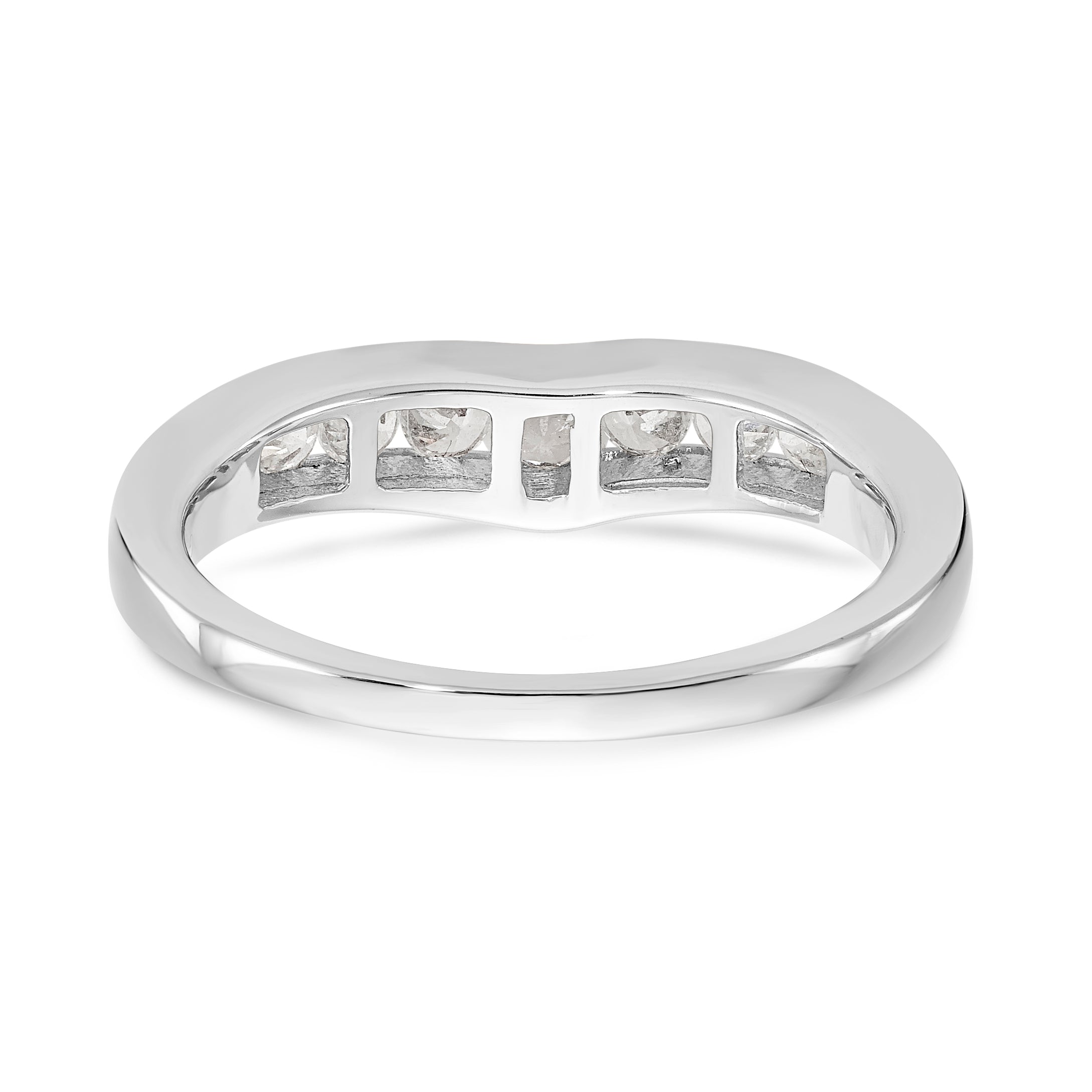14K White Gold Channel-set 1/2 carat Diamond Contoured Complete Wedding Band - 7