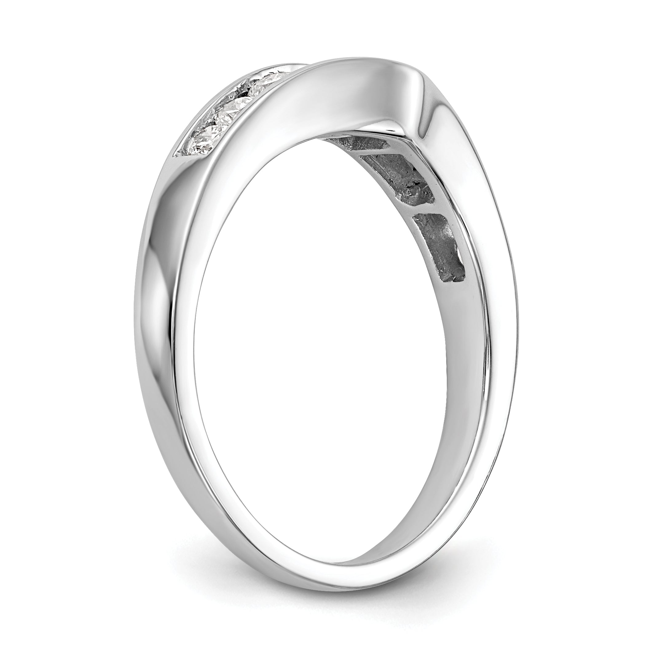 14k White Gold Channel-set 1/2 carat Diamond Contoured Complete Wedding Band