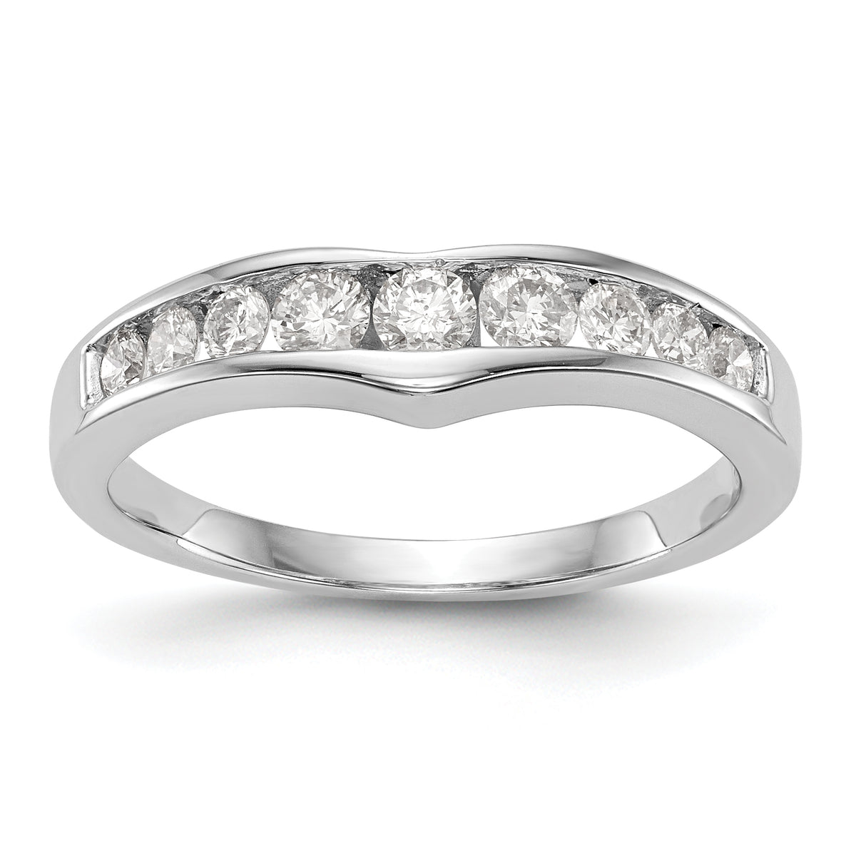 14K White Gold Channel-set 1/2 carat Diamond Contoured Complete Wedding Band - 7