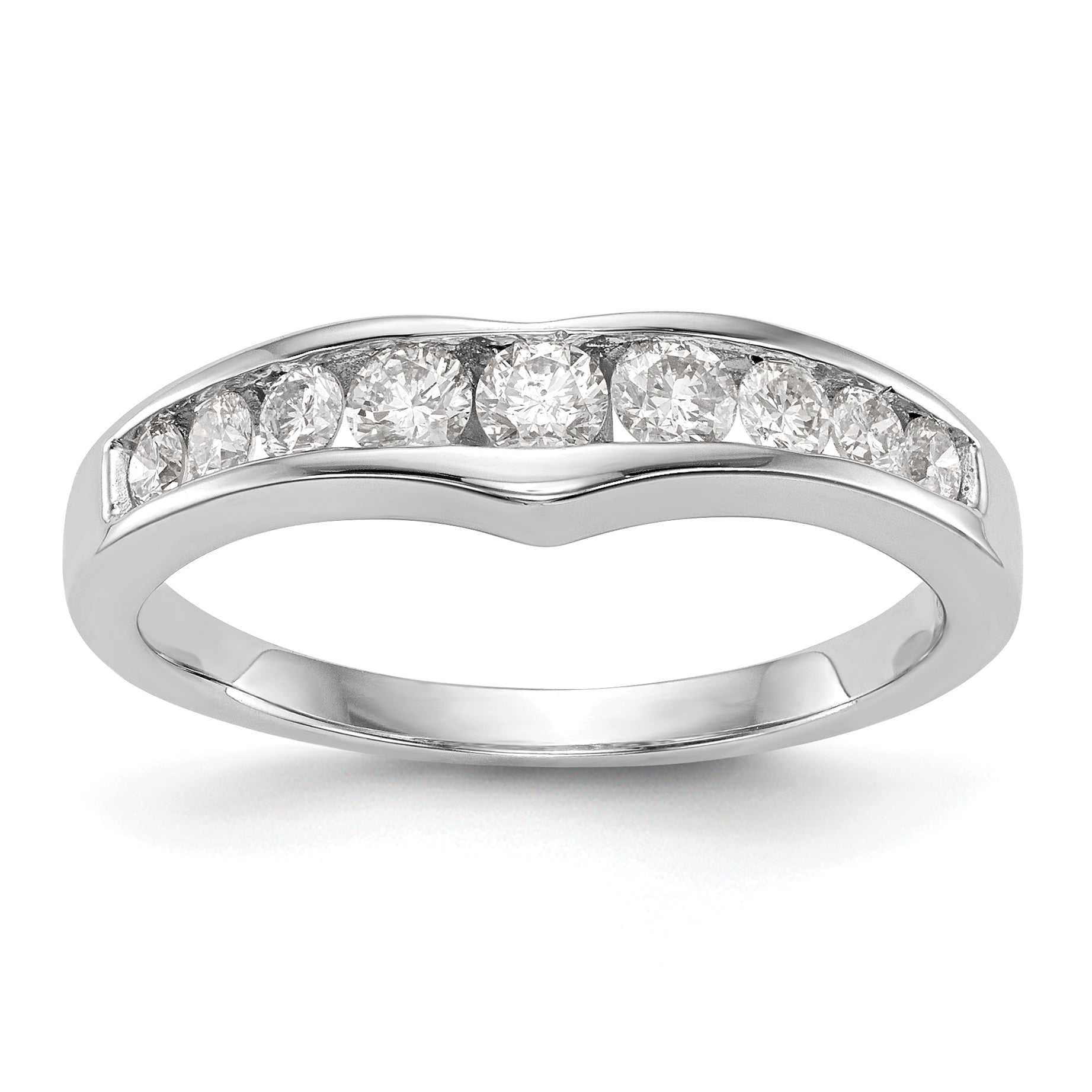 14k White Gold Channel-set 1/2 carat Diamond Contoured Complete Wedding Band Main image