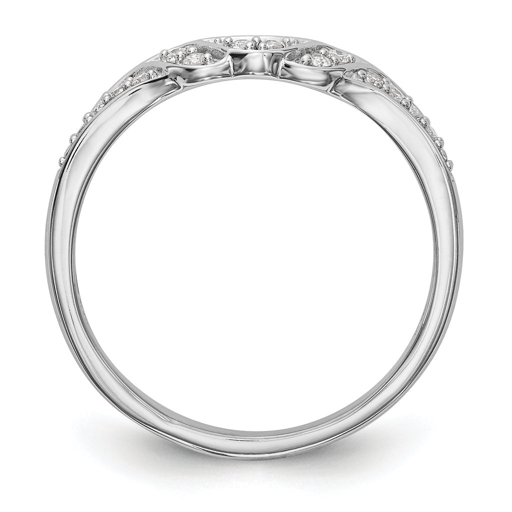 14K White Gold 1/10 carat Diamond Contoured Complete Wedding Band