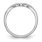 14K White Gold 1/10 carat Diamond Contoured Complete Wedding Band