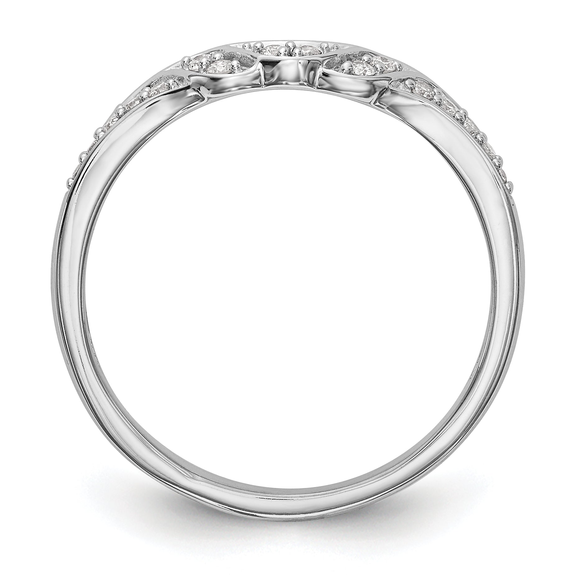 14K White Gold 1/10 carat Diamond Contoured Complete Wedding Band