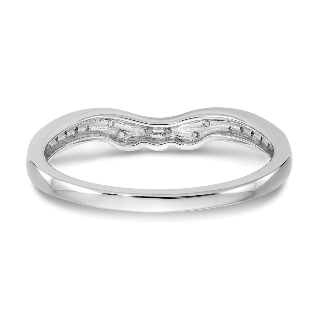 14K White Gold 1/10 carat Diamond Contoured Complete Wedding Band