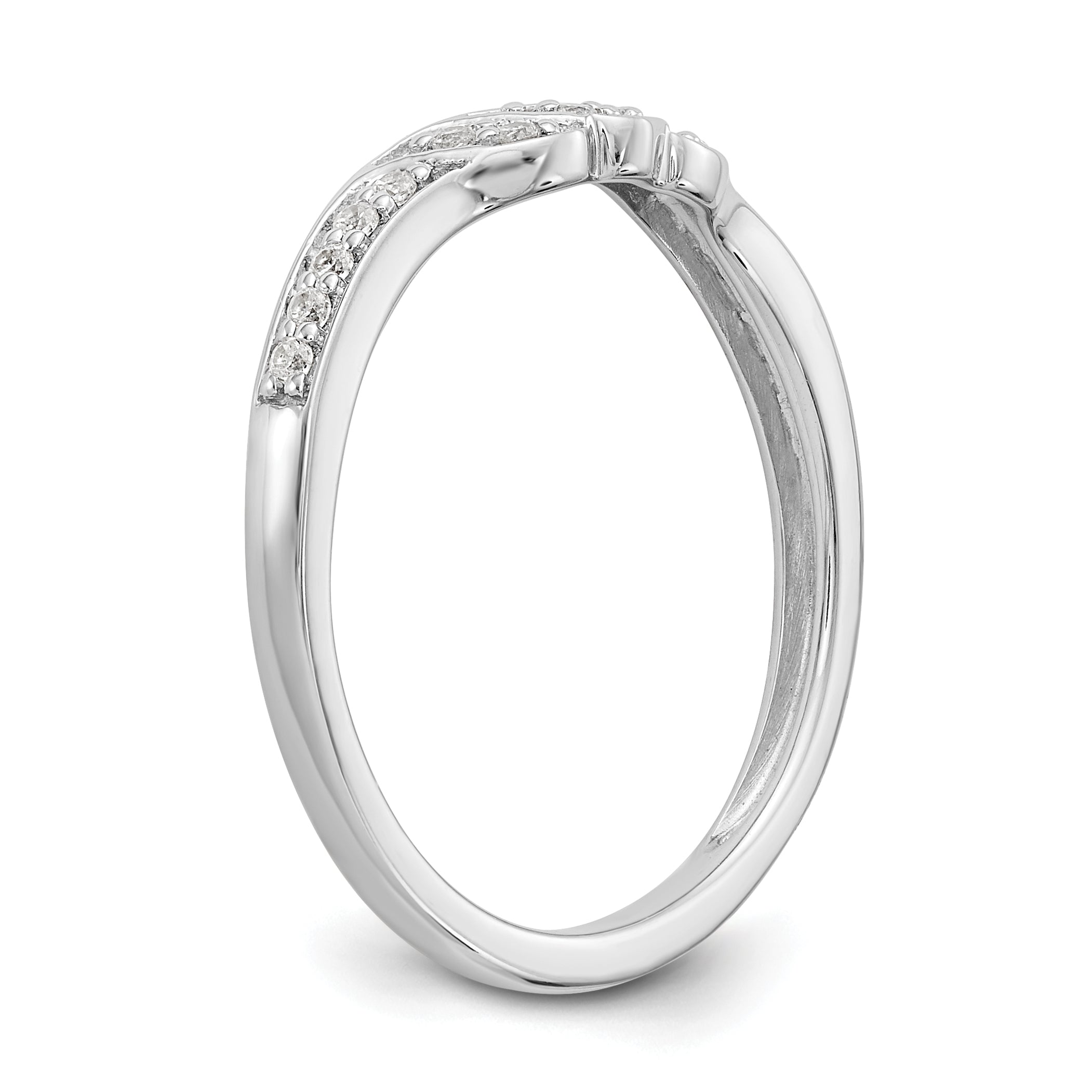14K White Gold 1/10 carat Diamond Contoured Complete Wedding Band