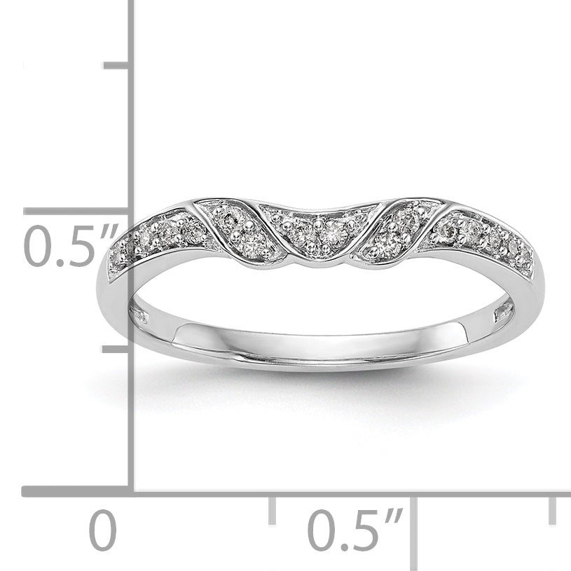 14K White Gold 1/10 carat Diamond Contoured Complete Wedding Band