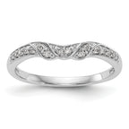 14K White Gold 1/10 carat Diamond Contoured Complete Wedding Band
