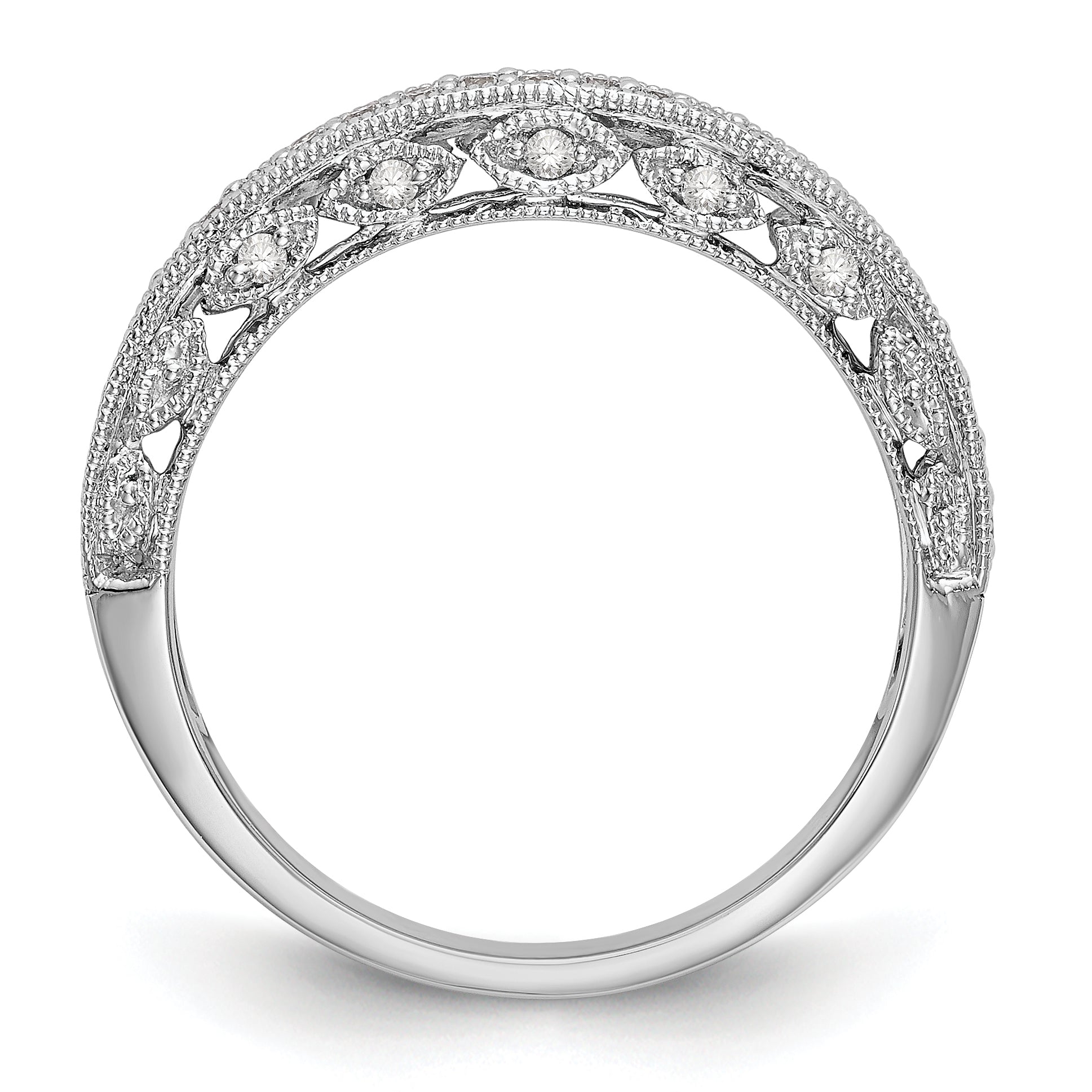 14K White Gold 1/4 carat Diamond Complete Wedding Band - 7