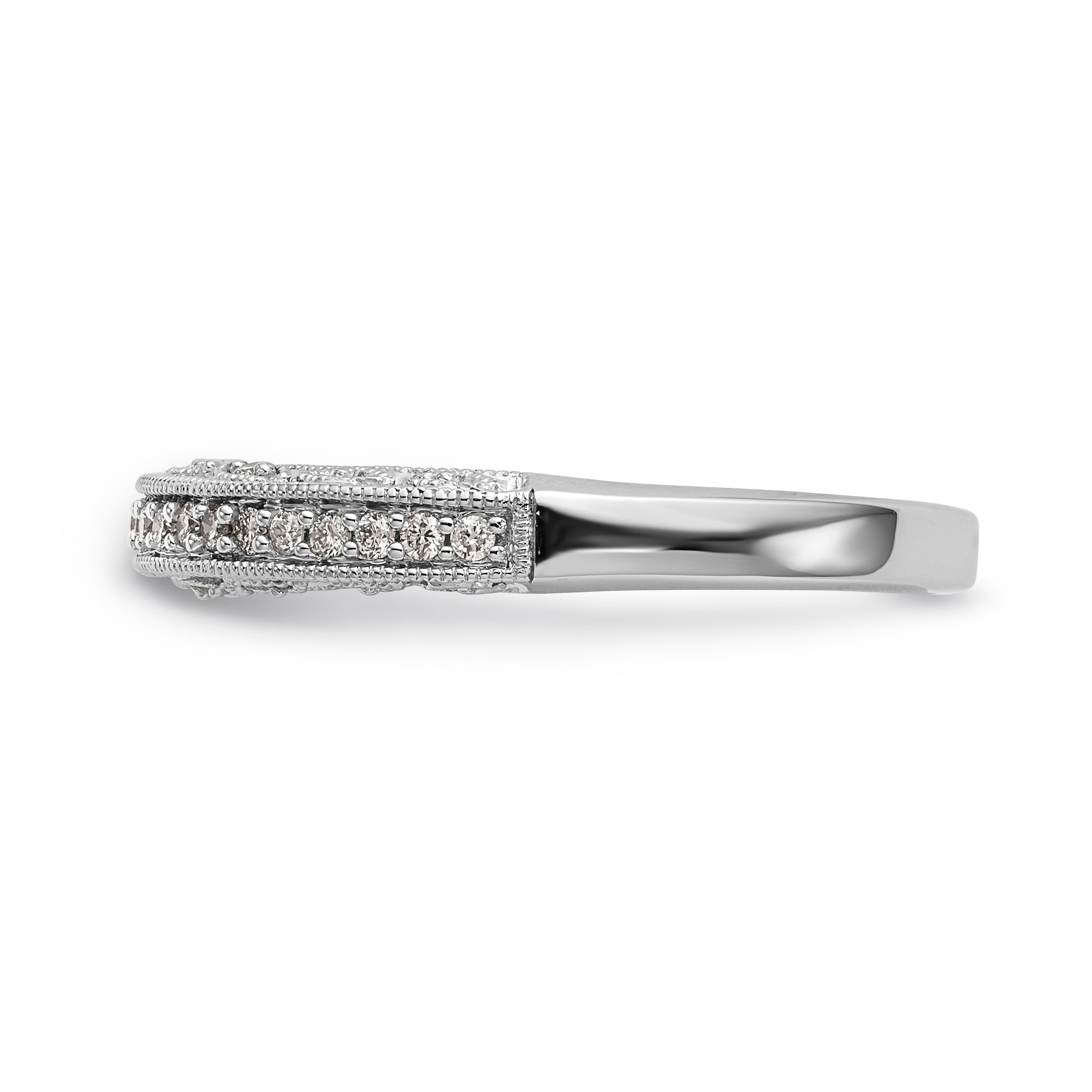 14K White Gold 1/4 carat Diamond Complete Wedding Band - 7