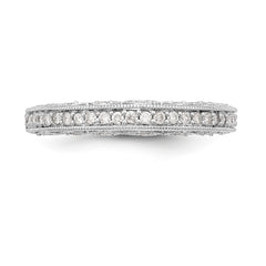 14K White Gold 1/4 carat Diamond Complete Wedding Band - 7