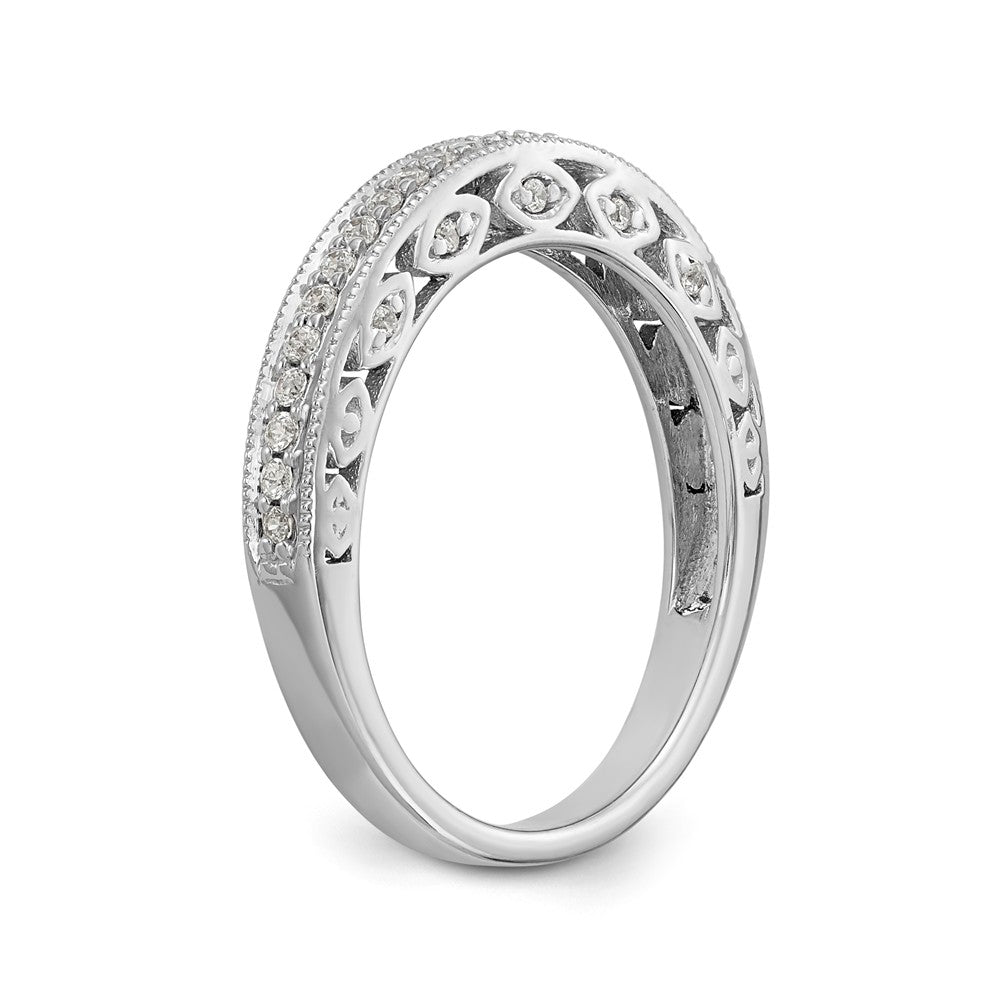 14K White Gold 1/4 carat Diamond Complete Wedding Band - 7